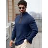 imageRuncati Mens QuarterZip Pullover Sweater Casual Mock Neck Knitted Winter Warm Ribbed Polo SweatersNavy
