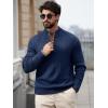 imageRuncati Mens QuarterZip Pullover Sweater Casual Mock Neck Knitted Winter Warm Ribbed Polo SweatersNavy