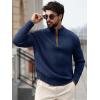 imageRuncati Mens QuarterZip Pullover Sweater Casual Mock Neck Knitted Winter Warm Ribbed Polo SweatersNavy