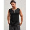 imageRuncati Mens Workout Tank Tops Sleeveless Gym Muscle Henley Shirt Casual Basic Summer Beach TopsBlack