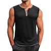 imageRuncati Mens Workout Tank Tops Sleeveless Gym Muscle Henley Shirt Casual Basic Summer Beach TopsBlack