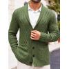 imageRuncati Mens Shawl Collar Cardigan Sweater Casual Cable Knit Button Down Winter Chunky Ribbed SweatersArmy Green
