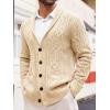 imageRuncati Mens Shawl Collar Cardigan Sweater Casual Cable Knit Button Down Winter Chunky Ribbed SweatersBeige