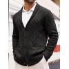 imageRuncati Mens Shawl Collar Cardigan Sweater Casual Cable Knit Button Down Winter Chunky Ribbed SweatersBlack