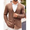 imageRuncati Mens Shawl Collar Cardigan Sweater Casual Cable Knit Button Down Winter Chunky Ribbed SweatersBrown