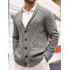 imageRuncati Mens Shawl Collar Cardigan Sweater Casual Cable Knit Button Down Winter Chunky Ribbed SweatersGray