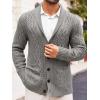 imageRuncati Mens Shawl Collar Cardigan Sweater Casual Cable Knit Button Down Winter Chunky Ribbed SweatersGray