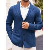 imageRuncati Mens Shawl Collar Cardigan Sweater Casual Cable Knit Button Down Winter Chunky Ribbed SweatersNavy