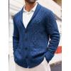 imageRuncati Mens Shawl Collar Cardigan Sweater Casual Cable Knit Button Down Winter Chunky Ribbed SweatersNavy