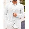 imageRuncati Mens Shawl Collar Cardigan Sweater Casual Cable Knit Button Down Winter Chunky Ribbed SweatersWhite
