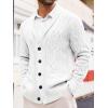 imageRuncati Mens Shawl Collar Cardigan Sweater Casual Cable Knit Button Down Winter Chunky Ribbed SweatersWhite