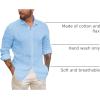 imageMens Button Up Shirts Long Sleeve Linen Beach Casual Cotton Summer Lightweight Tops1 Blue