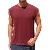 imageRuncati Mens Sleeveless Tank Tops Workout Cut Off Muscle Shirts Gym Casual Beach Summer Tee with PocketBurgundy