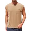 imageRuncati Mens Sleeveless Tank Tops Workout Cut Off Muscle Shirts Gym Casual Beach Summer Tee with PocketKhaki