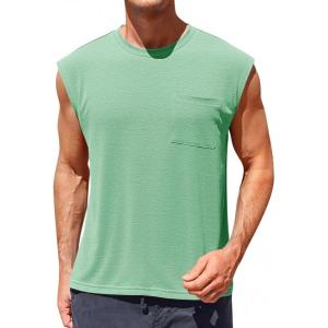 imageRuncati Mens Sleeveless Tank Tops Workout Cut Off Muscle Shirts Gym Casual Beach Summer Tee with PocketMint
