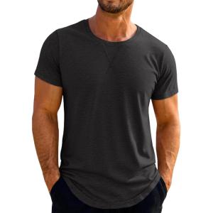 imageRuncati Mens Short Sleeve TShirts Crew Neck Casual Shirt Summer Classic Basic Lightweight Fashion TeesBlack