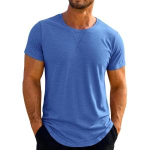imageRuncati Mens Short Sleeve TShirts Crew Neck Casual Shirt Summer Classic Basic Lightweight Fashion TeesBlue