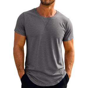 imageRuncati Mens Short Sleeve TShirts Crew Neck Casual Shirt Summer Classic Basic Lightweight Fashion TeesDark Grey