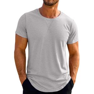 imageRuncati Mens Short Sleeve TShirts Crew Neck Casual Shirt Summer Classic Basic Lightweight Fashion TeesGray