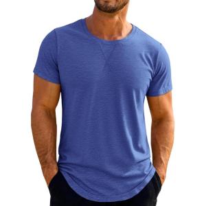 imageRuncati Mens Short Sleeve TShirts Crew Neck Casual Shirt Summer Classic Basic Lightweight Fashion TeesNavy