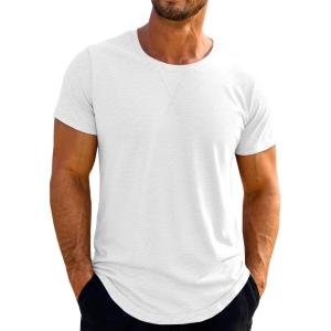 imageRuncati Mens Short Sleeve TShirts Crew Neck Casual Shirt Summer Classic Basic Lightweight Fashion TeesWhite