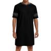 imageRuncati Mens Nightshirt Short Sleeve V Neck Sleep Shirt Soft Loose Fit Lounge Nightwear Sleepwear PajamaBlack