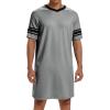 imageRuncati Mens Nightshirt Short Sleeve V Neck Sleep Shirt Soft Loose Fit Lounge Nightwear Sleepwear PajamaGrey