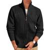 imageRuncati Mens Quarter Zip Sweater Mock Neck Pullover Ribbed Knit Casual Lightweight Polo SweatersBlack