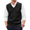 imageRuncati Mens V Neck Sweater Vest Casual Cable Knitted Pullover Knitwear Slim Fit Sleeveless SweatersBlack