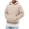 image:imageRuncati Mens Fuzzy Sherpa Hoodie Pullover Sweatshirts Long Sleeve Front Pocket Fall Winter Hooded Textured OutwearKhaki