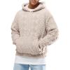 image:imageRuncati Mens Fuzzy Sherpa Hoodie Pullover Sweatshirts Long Sleeve Front Pocket Fall Winter Hooded Textured OutwearLight Khaki