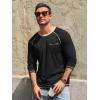image:imageRuncati Mens Long Sleeve TShirt Casual Crewneck Shirts Basic Lightweight Vintage Tee Tops with PocketBlack