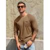 image:imageRuncati Mens Long Sleeve TShirt Casual Crewneck Shirts Basic Lightweight Vintage Tee Tops with PocketDark Khaki