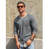 image:imageRuncati Mens Long Sleeve TShirt Casual Crewneck Shirts Basic Lightweight Vintage Tee Tops with PocketGrey