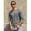 image:imageRuncati Mens Long Sleeve TShirt Casual Crewneck Shirts Basic Lightweight Vintage Tee Tops with PocketLight Grey