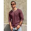image:imageRuncati Mens Long Sleeve TShirt Casual Crewneck Shirts Basic Lightweight Vintage Tee Tops with PocketWine Red