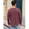 image:imageRuncati Mens Long Sleeve TShirt Casual Crewneck Shirts Basic Lightweight Vintage Tee Tops with PocketWine Red
