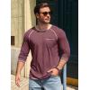 image:imageRuncati Mens Long Sleeve TShirt Casual Crewneck Shirts Basic Lightweight Vintage Tee Tops with PocketWine Red
