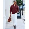 image:imageRuncati Mens Quarter Zip Sweater Mock Neck Pullover Ribbed Knit Casual Lightweight Polo SweatersWine Red