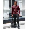 image:imageRuncati Mens Quarter Zip Sweater Mock Neck Pullover Ribbed Knit Casual Lightweight Polo SweatersWine Red