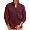 image:imageRuncati Mens Quarter Zip Sweater Mock Neck Pullover Ribbed Knit Casual Lightweight Polo SweatersWine Red