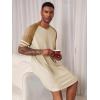 image:imageRuncati Mens Nightshirt Short Sleeve V Neck Nightgown Color Block Loose Fit Comfy Lounge Pajama SleepwearApricot