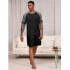 image:imageRuncati Mens Nightshirt Short Sleeve V Neck Nightgown Color Block Loose Fit Comfy Lounge Pajama SleepwearBlack
