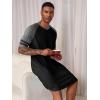 image:imageRuncati Mens Nightshirt Short Sleeve V Neck Nightgown Color Block Loose Fit Comfy Lounge Pajama SleepwearBlack