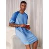 image:imageRuncati Mens Nightshirt Short Sleeve V Neck Nightgown Color Block Loose Fit Comfy Lounge Pajama SleepwearBlue
