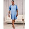 image:imageRuncati Mens Nightshirt Short Sleeve V Neck Nightgown Color Block Loose Fit Comfy Lounge Pajama SleepwearBlue