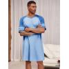 image:imageRuncati Mens Nightshirt Short Sleeve V Neck Nightgown Color Block Loose Fit Comfy Lounge Pajama SleepwearBlue