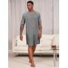 image:imageRuncati Mens Nightshirt Short Sleeve V Neck Nightgown Color Block Loose Fit Comfy Lounge Pajama SleepwearDark Grey