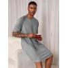 image:imageRuncati Mens Nightshirt Short Sleeve V Neck Nightgown Color Block Loose Fit Comfy Lounge Pajama SleepwearDark Grey