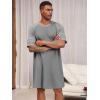 image:imageRuncati Mens Nightshirt Short Sleeve V Neck Nightgown Color Block Loose Fit Comfy Lounge Pajama SleepwearDark Grey